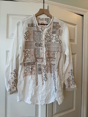 Johnny was biya button up cotton blouse